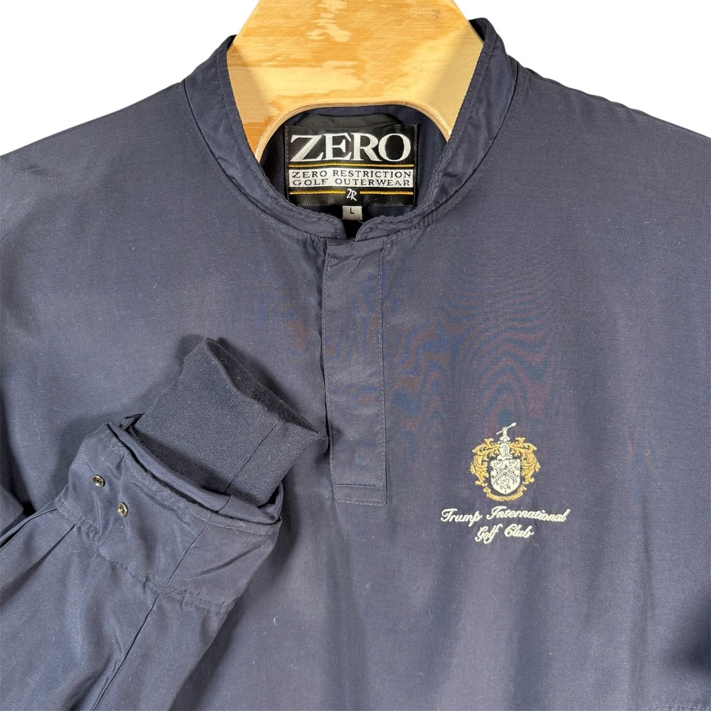 Zero Restriction Trump International Golf Club Pullover Mens L Navy Windbreaker